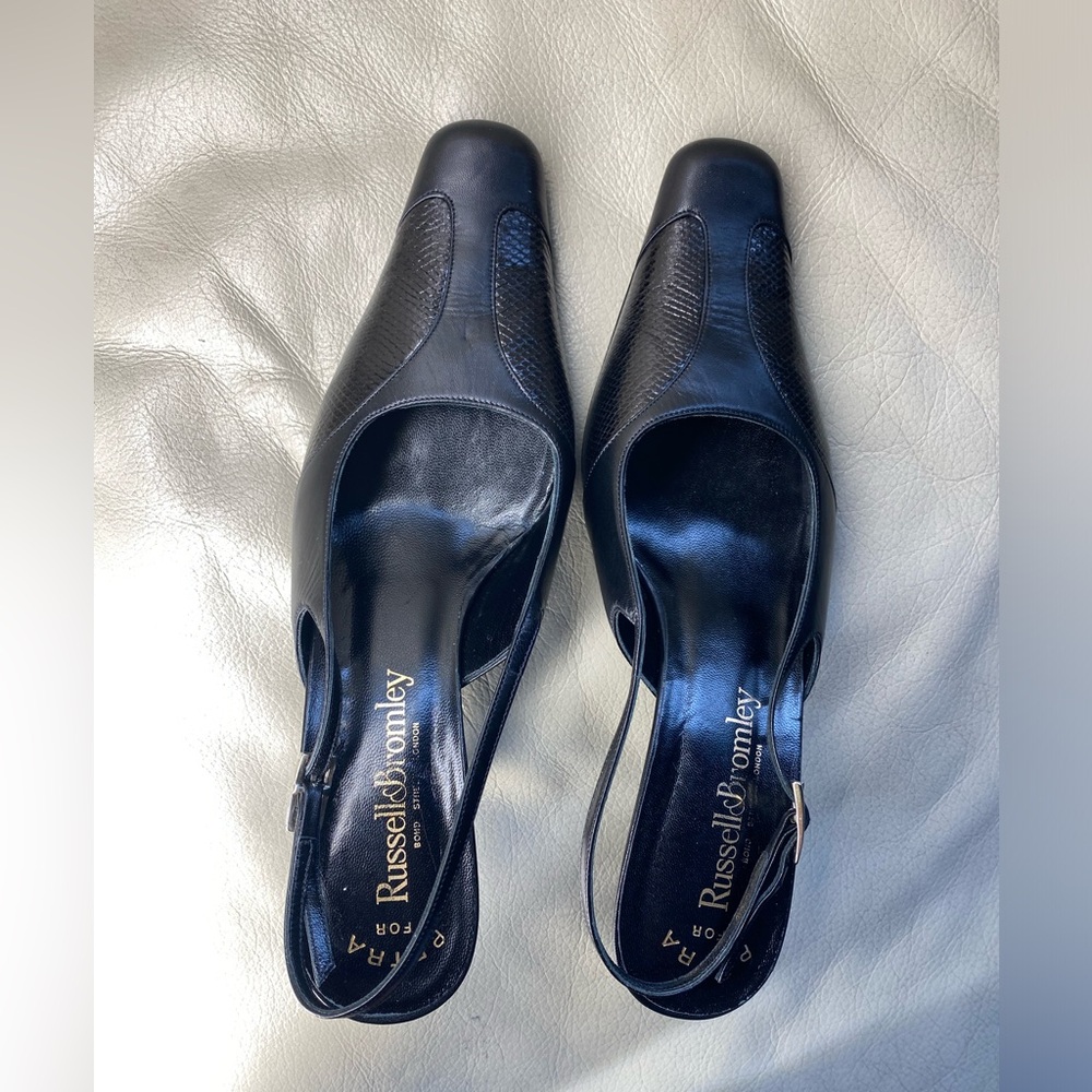 Petra for Russell & Bromley Italy black leather slingback shoes 39.5 (US 8.5)